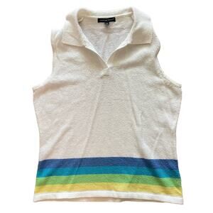 Carolyn Taylor women's sleeveless collared sweater shirt top size large L B3